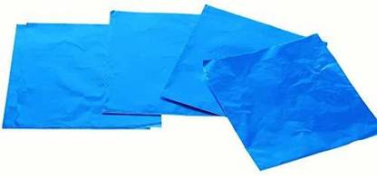LINE 'N' CURVES Sky Blue 325 Pieces Chocolate Candy Wrappers Aluminium Foil Paper Wrapping Papers Square Sweets Lolly Paper Food Safety Candy Tin Foil Wrappers for Candy Packaging Aluminium Foil