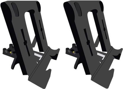 Techfab Mobile Stand Holder (Pack of 2) Black Big Size Universal Adjustable 4 Steps Fold-able for All Phone Tablet Desk Mobile Holder