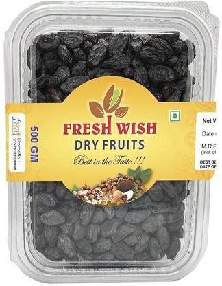 Fresh Wish Dryfruits Black Raisins (Kala Manuka) 500GM Raisins