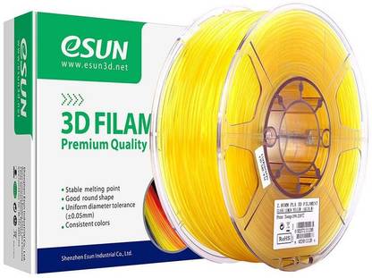 eSUN Transparent PLA Filament 1.75mm, PLA 3D , Dimensional Accuracy +/- 0.05mm, 1KG (2.2 LBS) Spool 3D Printing Filament for 3D Printers and 3D Pens, Yellow Printer Filament