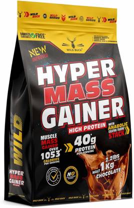 WILD BUCK Hyper Mass Gainer With Protein,Creatine-Taurine Stack & Over1053 Calorie Per Serve Weight Gainers/Mass Gainers