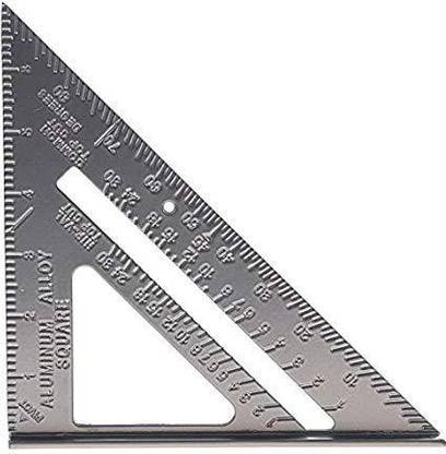 NTR Double Side Scale Triangle Measurement Hand Tool | Double Side Scale Aluminium Alloy Metric Inch Triangle Measurement Hand Tool Speed Square Square Layout Tool-PACK OF 1 Ruler