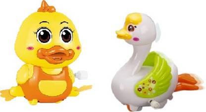 TEMSON Colorful Funny Key Operated Wind Up Jumping Swan & Duck Toy (Pack of 2 )