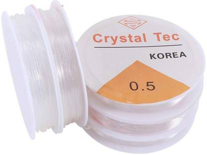 PRANSUNITA 5Roll Elastic String Cord for Bracelets, 0.6 mm,15 MTS Each, Clear Bracelet String for Beading Jewelry, Necklace Making, Art Craft Project Total- 30m) White Beading Wire