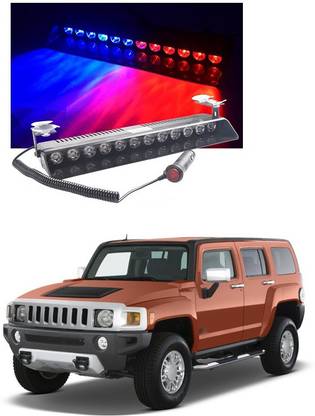 PRTEK Emergency Strobe Dash Light Blue Red 16W 12 LED with 16 Flash Patterns for Police Hazard Warning Cars POV Traffic Advisors Compatible With GM Hummer H2 Car Fancy Lights