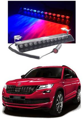 PRTEK Emergency Strobe Dash Light Blue Red 16W 12 LED with 16 Flash Patterns for Police Hazard Warning Cars POV Traffic Advisors Compatible With Skoda Kodiaq Headlight Car, Motorbike LED (12 V, 55 W)