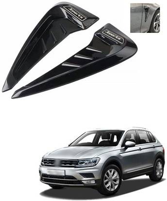 PRTEK Side Vent Trim, Pair Black Style Side Marker Fender Air Wing Vent Trim Cover Universal Modification Compatible With Taigun Car Side Scoop