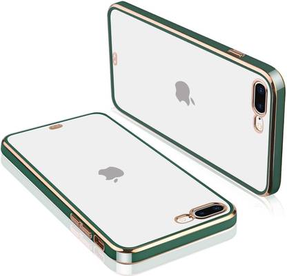 Dgeot Back Cover for Apple iPhone 7 Plus | Luxury Clear Square Gold Plating Transparent Case |