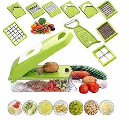 Sellzie kitchen 12 in 1 Multi-Purpose Vegetable & Fruits Jumbo Chopper - Slicer-Dicer-Chipper-Peeler l Hand Chopper-Cutter Kitchen Tool Set