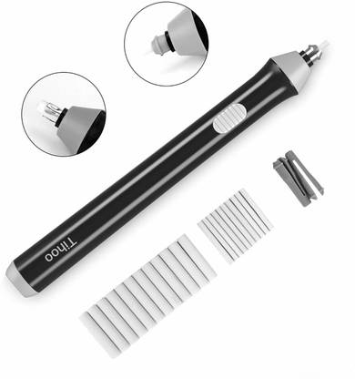Tihoo Electric Eraser Kit Automatic Pencil Eraser with 22pcs Additional Replaceable Rubbers (Diameter 2.3mm 10 pcs and 5mm 12 pcs) IN GREY COLOURED Cordless Electric Eraser