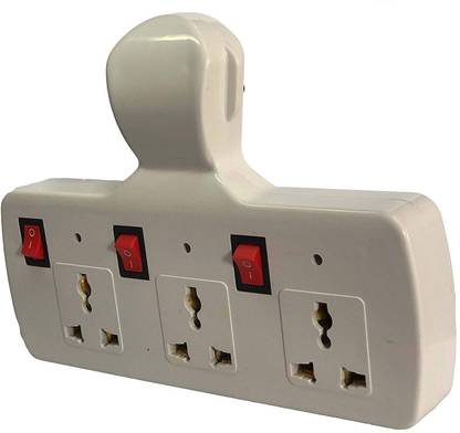 HVG TRADERS 3 Pin Plug 2 Way ABS Plastic 3+3 Multiplug Universal Socket with LED Indicators with Individual Switches and Fuse 12 A three Pin Socket 12 A Three Pin Socket