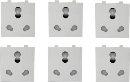 JELECTRICALS 16 AMP Universal Modular Socket- Pack of 6 16 A Three Pin Socket