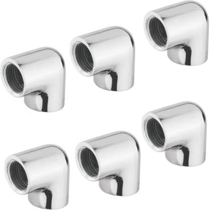 RUHE Full Brass 1.5 Inch 90 Degree Elbow Connector For Pipe Fittings Set Of 6 (Chrome Finish) Faucet Nozzle