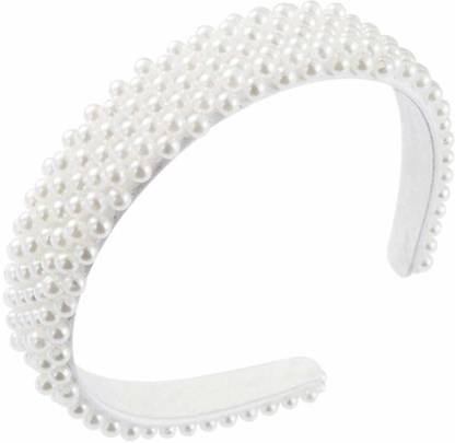 NKG pearl headbands for women,sturdy White Beaded Pearls Wide Hairband,Comfortable replacement headband?Wedding Bride shair accessory Fashionable Elastic Hair Hoop for Girls Head Band