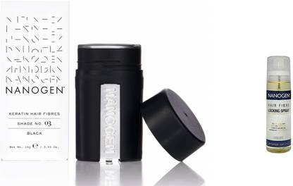 NANOGEN Combo of Thickening Hair Fibres Black with Locking Spray