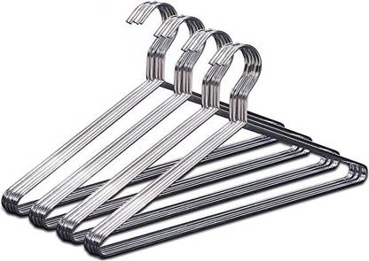 VISHAL_Co Coat Hangers Strong Heavy Duty Stainless Steel Metal Hangers 16.5 Inch Ultra Thin Space Saving Clothes Hangers Steel Shirt Pack of 12 Hangers For  Shirt