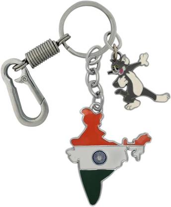 SHOKY LOOKS Indian Map style design with locking lock and Smiley Tom cat style key chain also Perfect way for carrying your Car, Bike, Home, Office keys in style also it’s a Creative Gift Key Chain