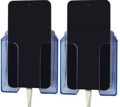 M/S DSNS Wall Mounted Mobile Holder| Mobile Phones Charging Stand Holder | Plastic Wall Mount Charging Stand Mobile wall stand (Blue PackOF2) Mobile Holder