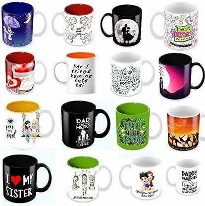 Tuelip Beautiful Cute Ceramic Printed for Tea and Coffee 350 ml (Mix Design) Ceramic Coffee Mug