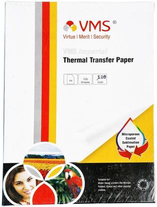 VMS Imperial Heat Transfer Paper (Sublimation Paper) (100 Sheets) Unruled A4 120 gsm Inkjet Paper