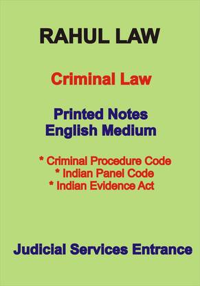 Criminal Law Printed Booklets By Rahul Law In English Medium For Judicial Services EntranceRahul
