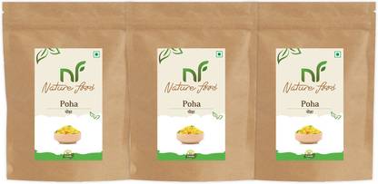 Nature food Best Quality Poha /Flattened Rice - 3KG (1kgx 3) Poha (Medium Grain, Unpolished)