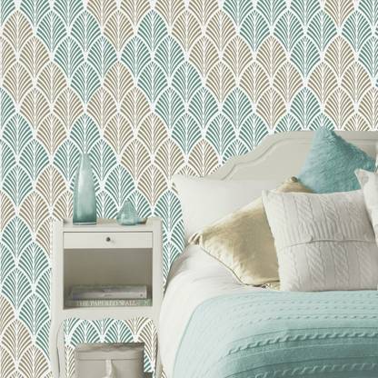 Arhat Beautiful Leaf wallpaper concept ASR-E730 Glossy PVC Resuable Wall Stencils (Size: 14X18 inches) Stencil