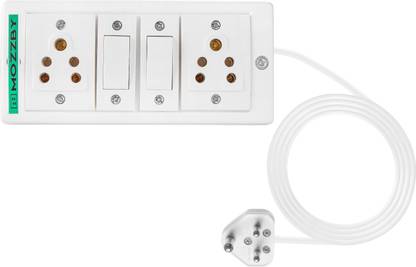 MOZZBY Extension Board with 2 Individual Switch 2 Socket 3 Meter (1.5) mm Long Wire Power Extension Cord 6 Amp 2 Socket Extension Board 2  Socket Extension Boards