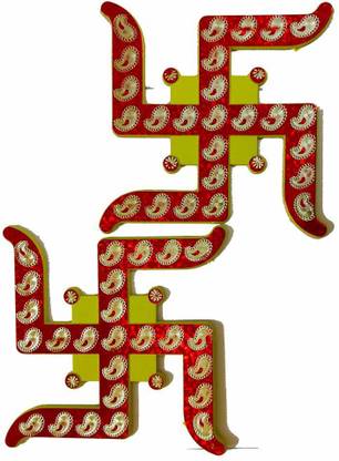 Dms Retail 10 cm Swastik Sticker for Home Decoration Floor Wall Diwali Decoration Hindu Symbol (4X4) Inches Big Size (1) Removable Sticker