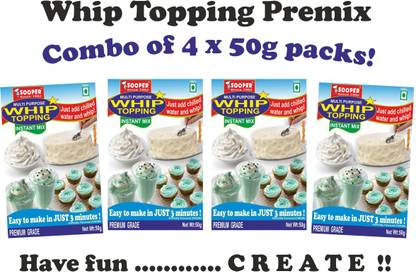 SOOPER WHIP TOPPING PREMIX 4 x 50g PACKS Topping