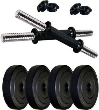ProFitness Dumbbell Set of 10kg (4 * 2.5kg) PVC Weight Plates + 2 Rods Adjustable Dumbbell Adjustable Dumbbell