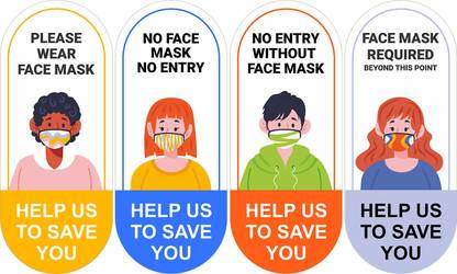 Techfit Please Wear Face Mask, No Face Mask No Entry, Help Us To Save You, Face Mask Required Beyond This Point Emergency Sign