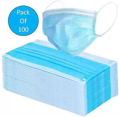 BUWCH V+ 5 Layer Reusable Mask Respirator with Valve Respirator DISPOSAL MASK USE AND THROW FOR GOOD HEALTH 75GSM Melt Blown Disposable mask with nose wire, BFE>95%, PFE>95%, SITRA, ISO & CE Certified(Free Size, Pack of 100) (Blue, Free Size, Pack of 100) Surgical Mask With Melt Blown Fabric Layer