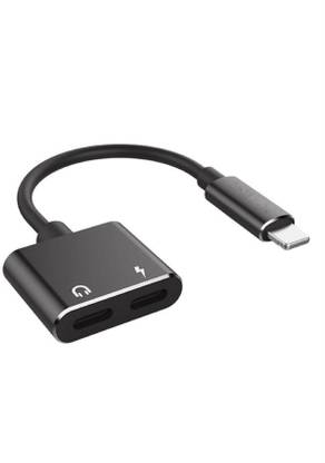 TekNex Black iphone dual lightning adapter 4 In 1 Dual Lightning Adapter Earphone Jack Audio Charge Cable For iPhone Phone Converter