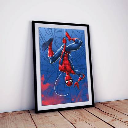 Spider Man Poster With Frame For Room and Office Fine Art Print