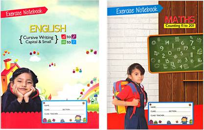 Combo Of 2 Books English Cursive Writing & Maths | English And Maths Exercise Books For Kids| Math Counting (1to20) Exercise Notebook | Math Workbook For Children Ages 2-6