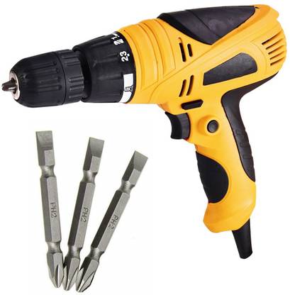 MLD XP-SDS14 Electric 10 mm Screw Driver Cum Drill Machine Torque Adjustment System Spindle Lock Reverse & Forward Collated Screw Gun Corded with 3 PH2+- set *Variant color* Collated Screw Gun