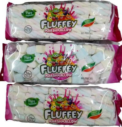 Fluffey Marshmallow 140g (100% vegetarian) pack of 3 ( 80pcs each) STRAWBERRY Marshmallow