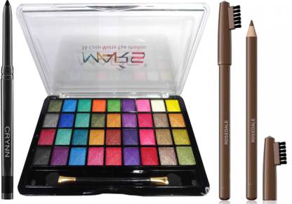 Crynn Smudge Proof Waterproof Rosedale Kajal & Mars 36 Velvet Eyeshadow Palette & Yanqina Ultra 36H Deep Brown Eyebrow Pencil