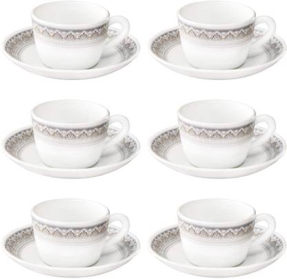 बोरोसिल Classic Cup and Saucer Set, 145ml, 12-Pieces, White, HT12CS14CSC1, HT12CS14CSC1 ओपलवेयर