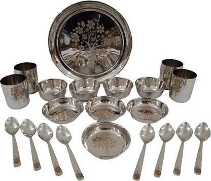 Welcome Pack of 24 Stainless Steel Laser Dinner Set Dinner Set