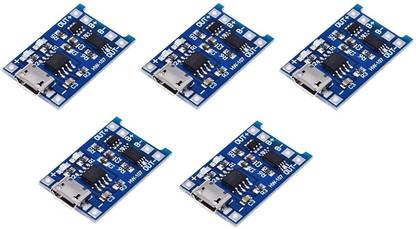DS Robotics TP4056 Micro USB 5V 1A Lithium Battery Charger with DW01 Battery Protection IC for Arduino Raspberry Pi ESP8266 Robotics ( Pack of 5 ) Electronic Components Electronic Hobby Kit