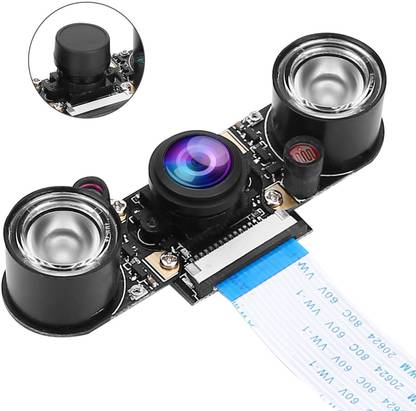 Scriptronics Pi 4 3 B Camera 5MP Webcam 1080p Sensor OV5647 with 222 Fov Fisheyes Wide Angle IR LED for Raspberry Pi Model A/B/B+, RPi 2B Pi 3 B+ and Pi 4B Electronic Components Electronic Hobby Kit