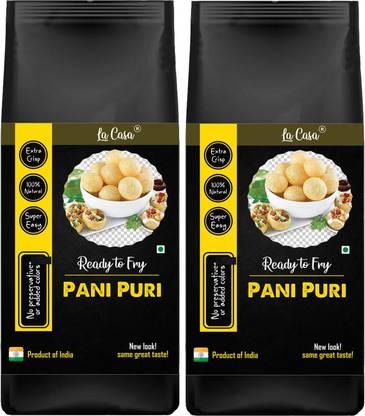 La Casa Dry Pani Puri | Combo Pack of 2 | Ready to Fry Papads | Gol Gappas | Fryums (Pack of 2)