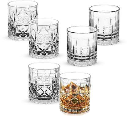TREO (Pack of 6) Edford On The Rocks Tumbler Set (350 ml Each) Glass Set Whisky Glass
