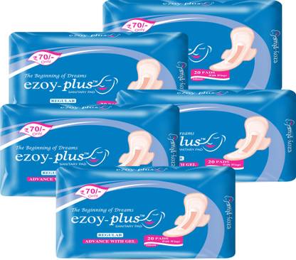Ezoyplus Family Pack Large Sanitary Pads Dry Net with wings for women, Pack of 5 (100 Pieces) Sanitary Pad