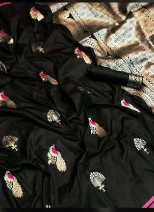 LeeliPeeri Designer Woven Fashion Silk Blend Saree with Unstitched Blouse