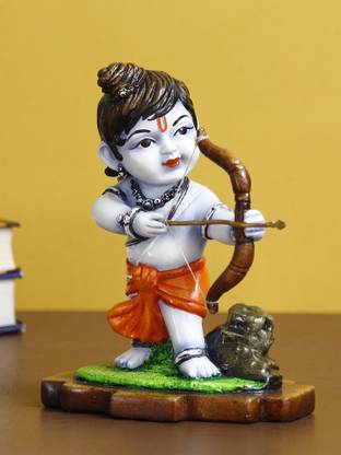eCraftIndia Lord Ram Playing with Bow and Arrow Colorful Handcrafted Decorative Figurine Decorative Showpiece  -  21 cm