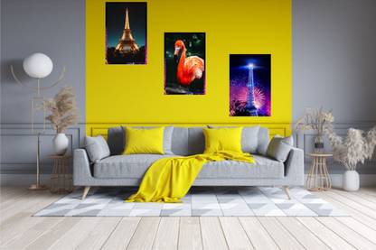 PRIME HOME DECOR 45 cm flamingo Bird and eiffel tower poster wall sticker Self Adhesive Sticker