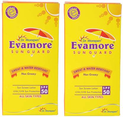 Dr. Morepen Sunscreen - SPF 50 PA++ Sunscreen Evamore SunGuard SPF-50 PA++ 2x100ml (Pack of 2)